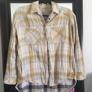 Free People Faded Plaid Double Cloth Shirt